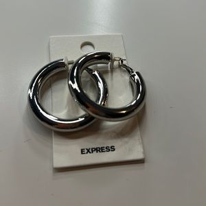Silver thick hoop earrings